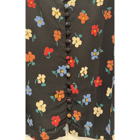 Madewell Button Front Cami Women’s Size 8 Cropped Tank Floral Print Retro - Picture 4 of 7